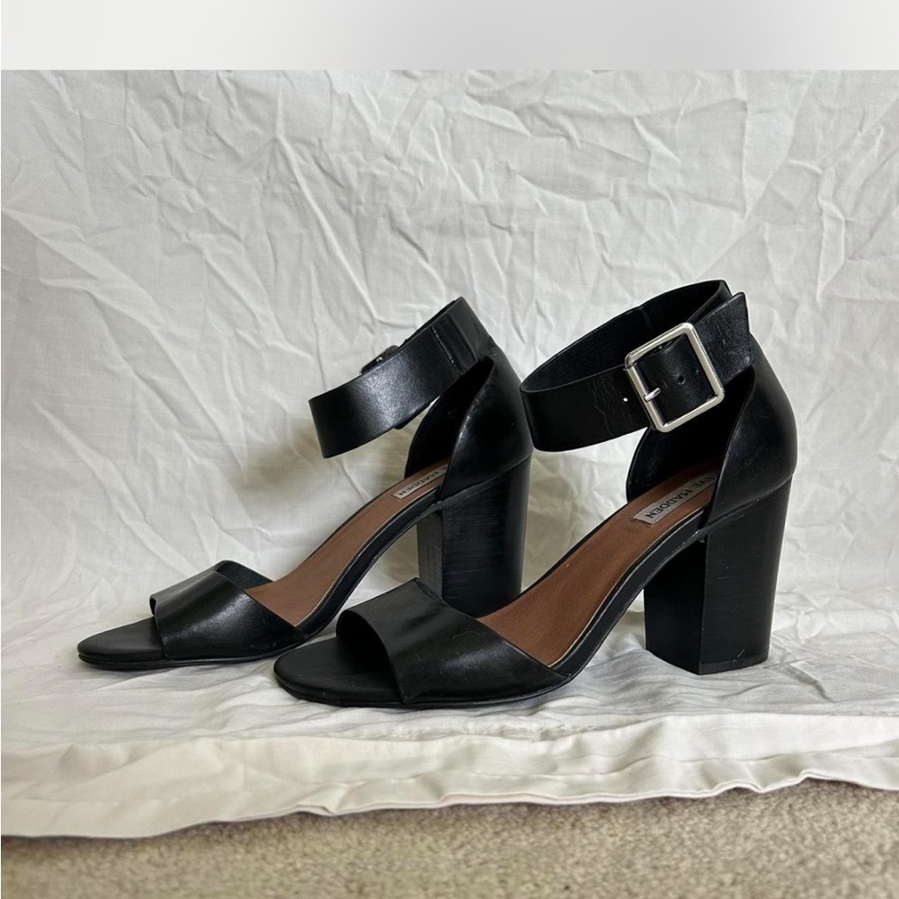 Black Ankle Strap Heeled Sandals